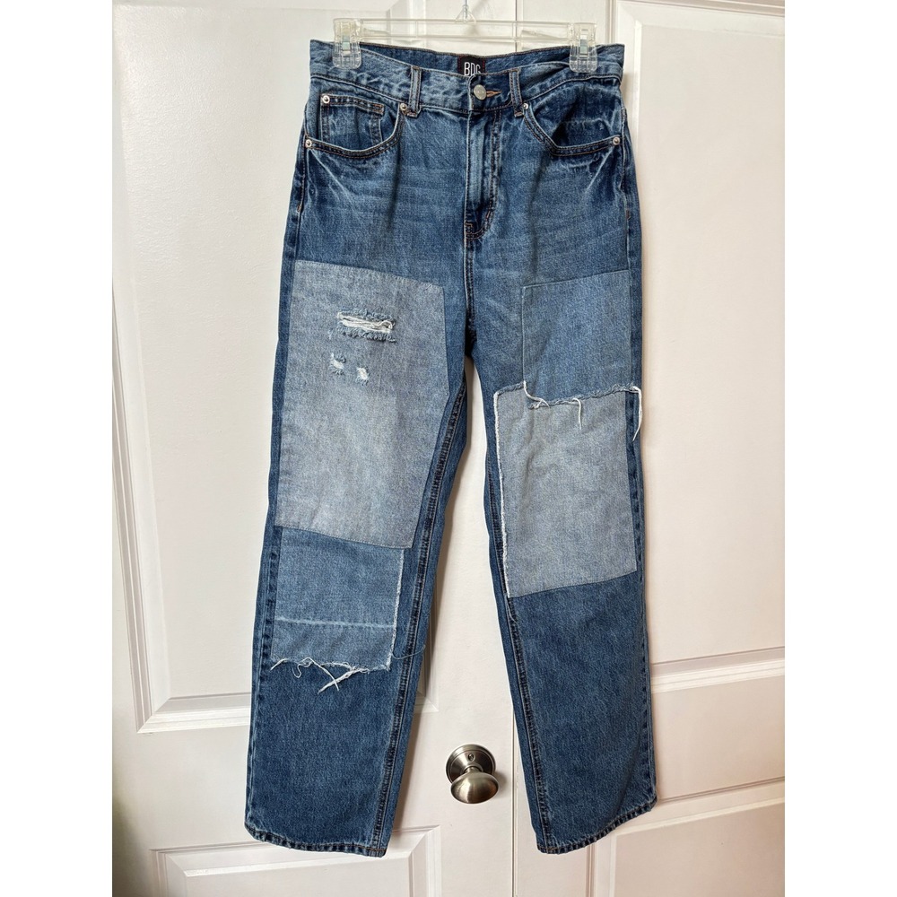 BDG Urban Outfitters Cowboy Jean Blue Patchwork Distressed High Rise Size 28